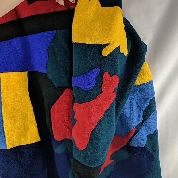 Suttles & Seawinds Canada Multicolor Colorful Map Fur Coat Jacket Women S Small - Picture 8 of 16